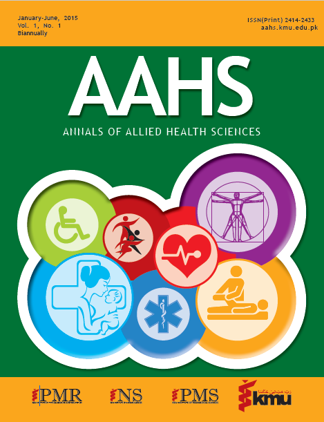 					View Vol. 1 No. 1 (2015): Annals of Allied Health Sciences
				
